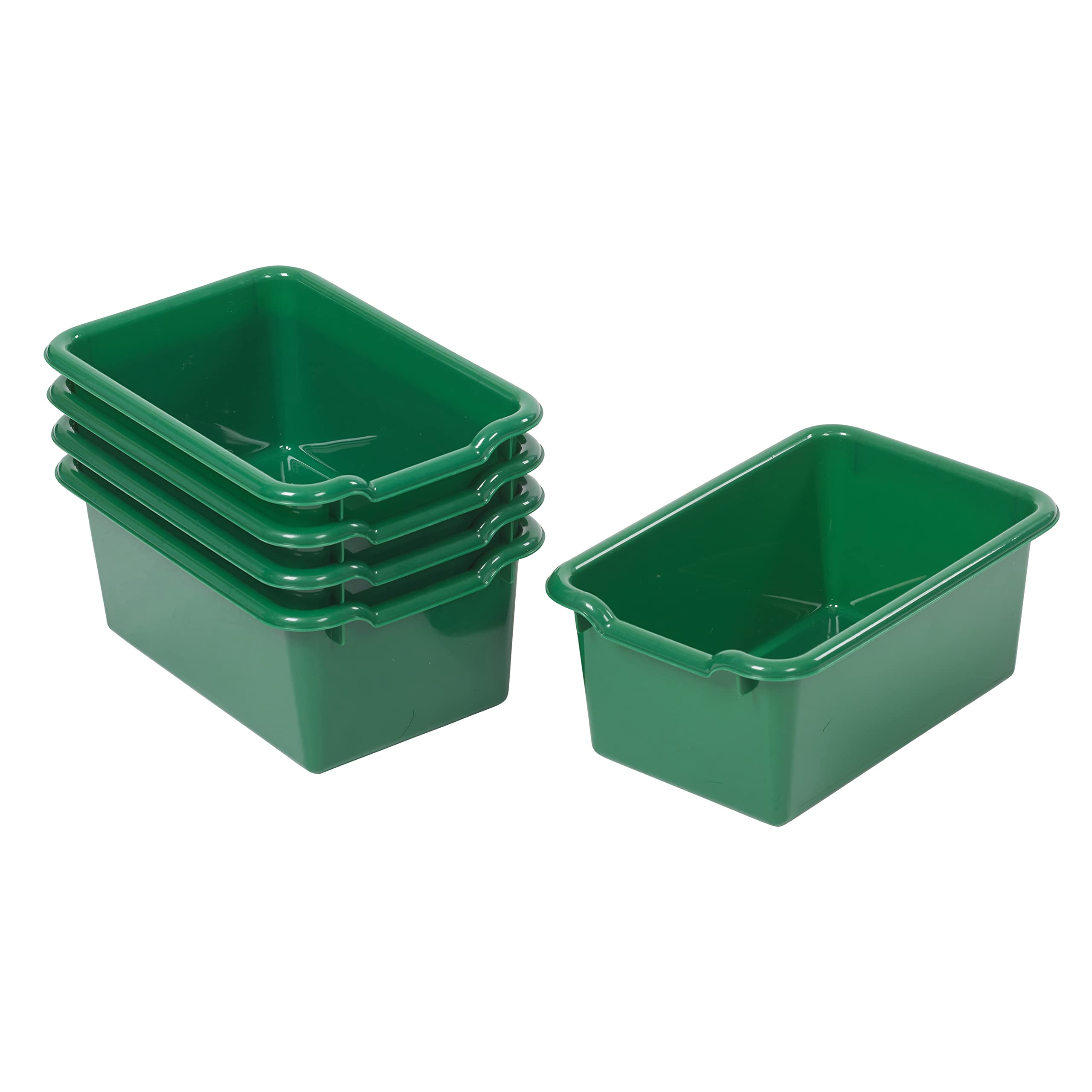 ECR4Kids Scoop Front Storage Bin, Multipurpose Organization, Green, 5-Piece