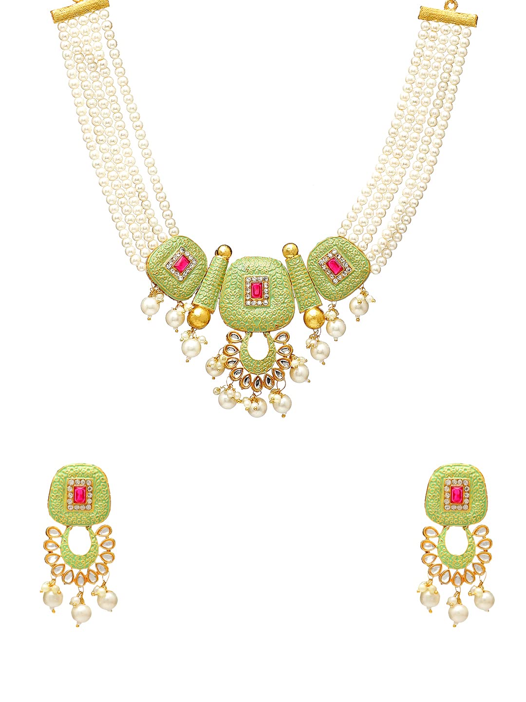 Yellow Chimes Traditional Jewellery Set for Women Ethnic Multilayer Green Necklace Set Meenakari Worked Kundan Jewellery Set for Women and Girls (B09YD5TLRT) Amazon Price History, Amazon Price Tracker