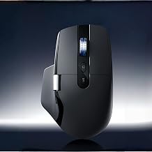 Ergonomic Productivity Wireless Mouse, Infinite & Side Scroll | Premium mouse with dual scroll, OLED display, multi-device connectivity, 3220 PixArt, rechargeable battery, for PC Laptop Mac