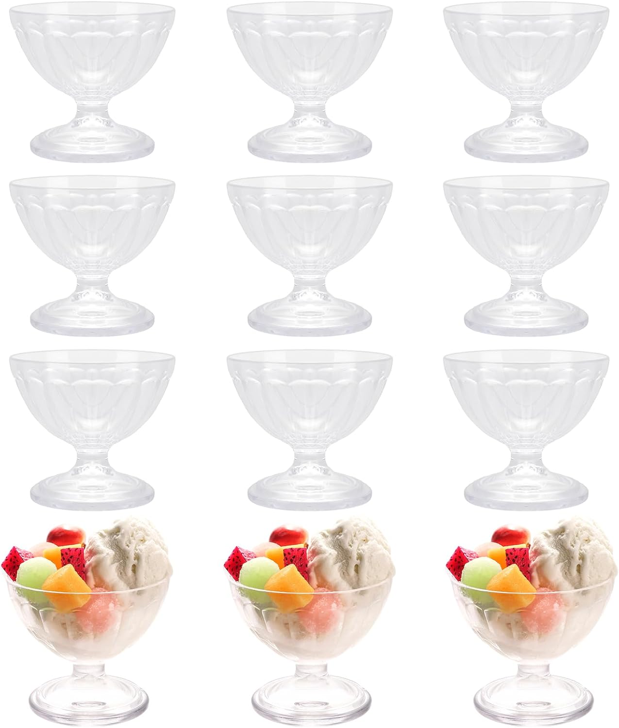12Pack Plastic Ice Cream Bowls Plastic Footed Ice Cream
