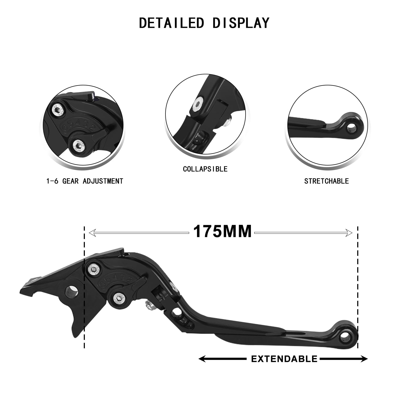Leviers de Frein et Embrayage Moto pour MT09 2015-2019, Kit Levier d'embrayage et Levier de Frein Moto CNC Réglables, Extensibles et Pliables