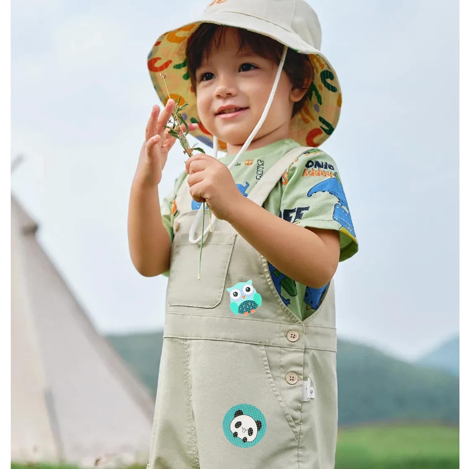 60 pacchetto antizanzara adesivi con 12 pacchetto antizanzara Bracciali Patches per Bambini Adulti, Naturale DEET-Free, Ingredienti vegetali, Patches antizanzara per Outdoor Camping & Travel