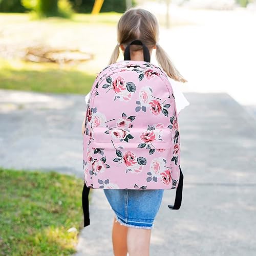 Miniatura 5 de Createy Mochila escolar para adolescentes, niñas, niños, mochila floral resistente al agua con lonchera y estuche para lápices, rosa (Floral Pink),