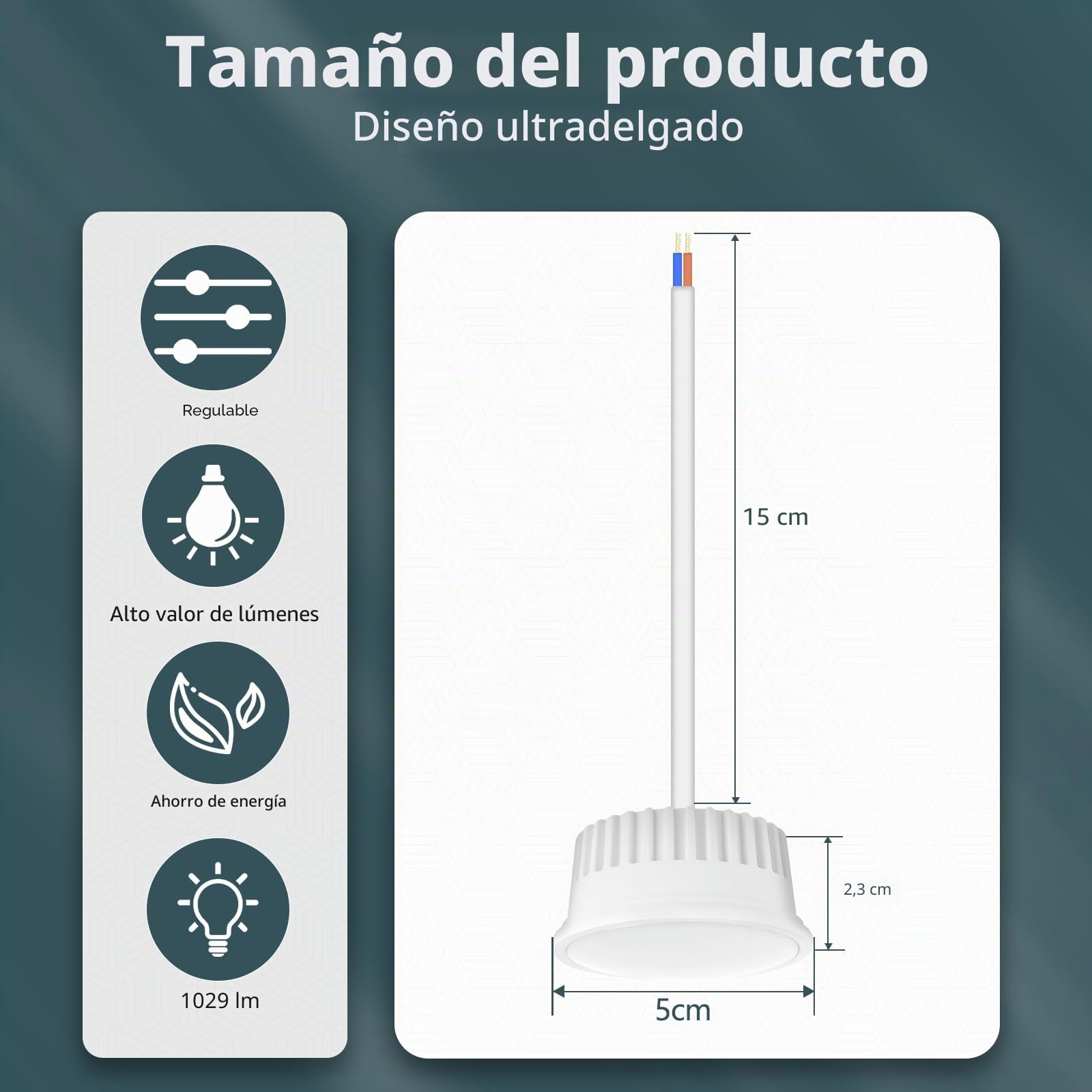 YindaLux 10x Módulo LED 230V Regulable 5W IP44 Bombillas LED para focos empotrable, reemplazo para GU10/MR16, ultra plana ø50x23mm 3000K 4000K 6500K ángulo de haz 120°