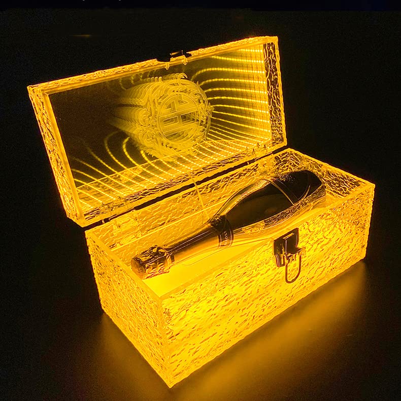 LoJax Scatola Portabottiglie per Liquore a LED, Ripiano per Bottiglie da Bar Illuminato Giallo, Espositore per Bottiglie di Champagne per Hotel/Discoteca/Festa Privata per Presentatori di Bottiglie
