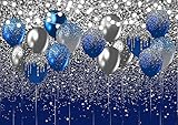 Dudaacvt Royal Blue Glitter Backdrop for Birthday Wedding Prom Graduation Photography Background Party Glitter Blue Balloon Party Decorations Photoshoot D634 (7x5ft)