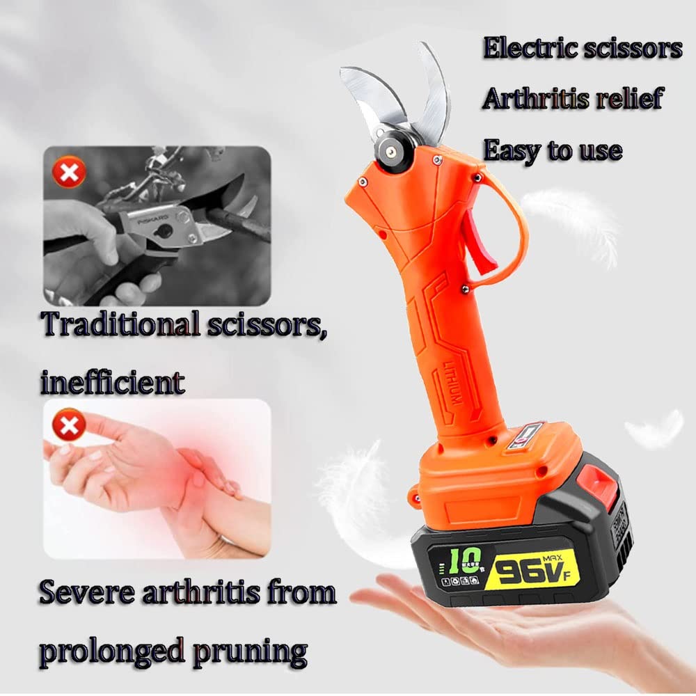 Cesoie da potatura da 25 mm Forbici elettriche Forbici elettriche leggere senza fili Potatore con batterie di ricambio Cesoie da giardino professionali per rami Sollievo dall'artrite nelle mani (3.0