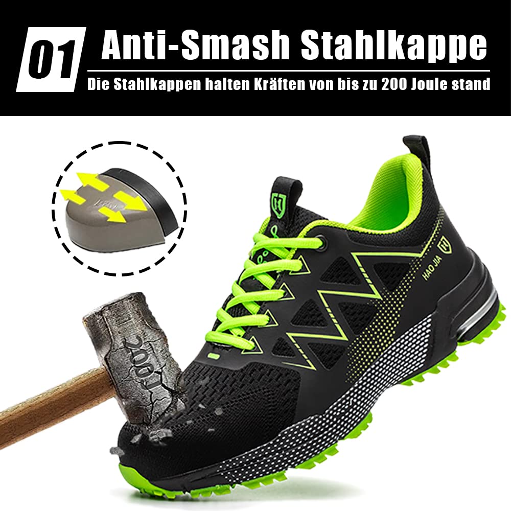 Sicherheitsschuhe Herren Atmungsaktiv Arbeitsschuhe Damen Leicht Sportlich Stahlkappenschuhe rutschfest Schutzschuhe