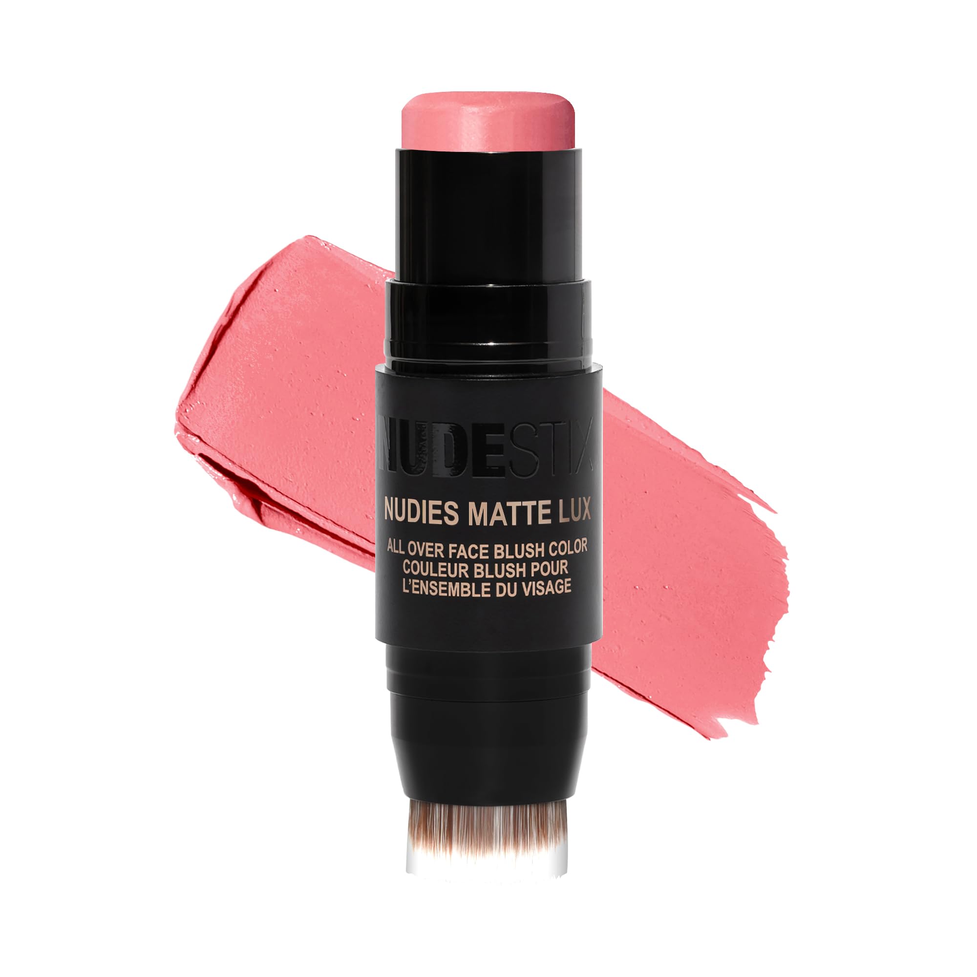 Nudestix Nudies Matte Lux – 3-in-1 Soft-Matte Blush Stick for Cheeks, Eyes & Lips with Built-In Brush | Cream-to-Powder Finish with Blurring Effect | Clean, Vegan, Travel-Friendly Makeup