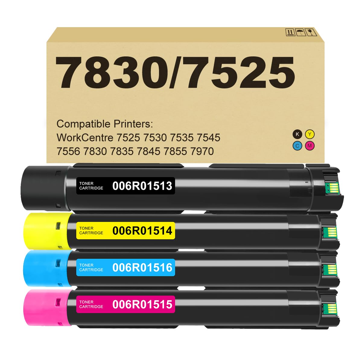Workcentre 7525 Toner Cartridges High Yield (4-Pack) Replacement for Xerox 006R01513 006R01514 006R01515 006R01516 for Workcentre 7845 7835 7830 7855