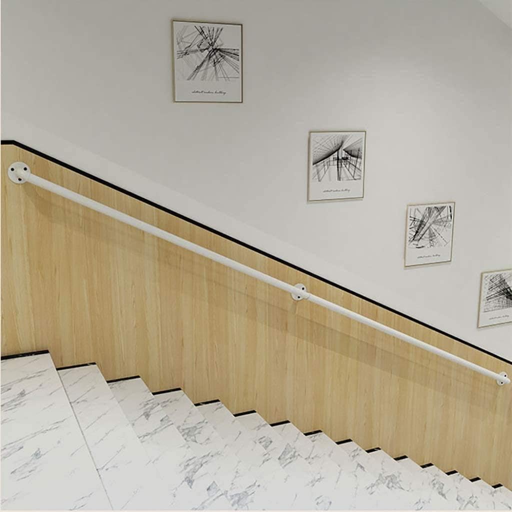 Modern Staircase Handrail Kit with Wrought Iron Wall Brackets | Decking Railings for Indoor Outdoor | Stair Railing Banister Rail Support Kit for Disabled, White (Size : 150cm)