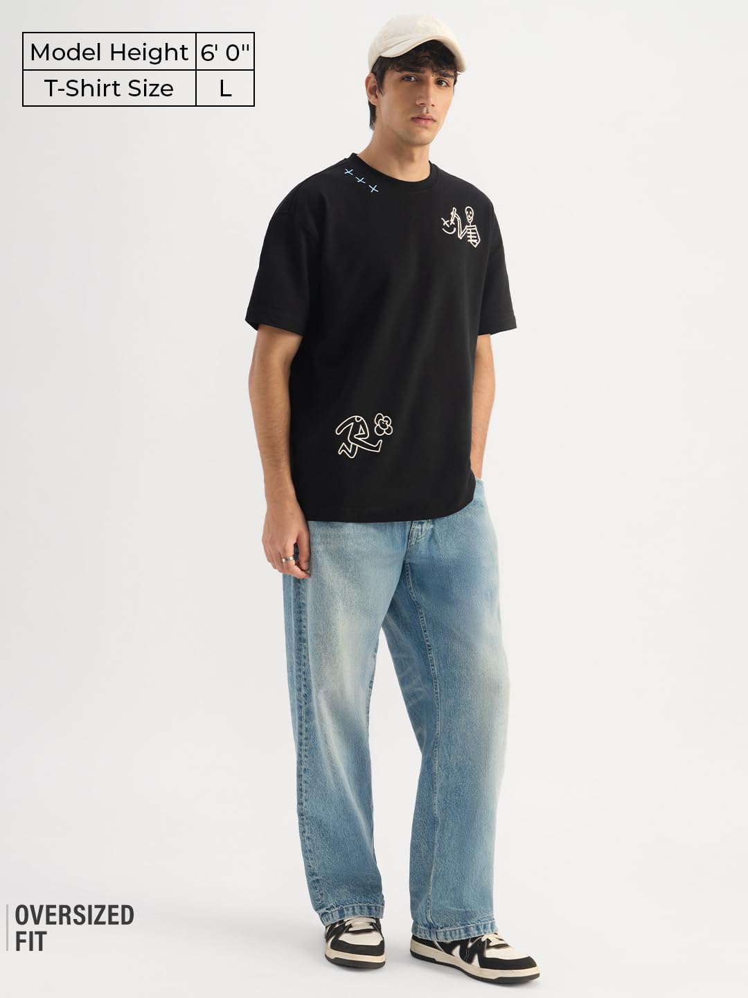 The Souled Store T-shirt oversize: Stay Weird Uomini e Ragazzi Manica Corta Girocollo Ricamato Streetwear Casual T-Shirt