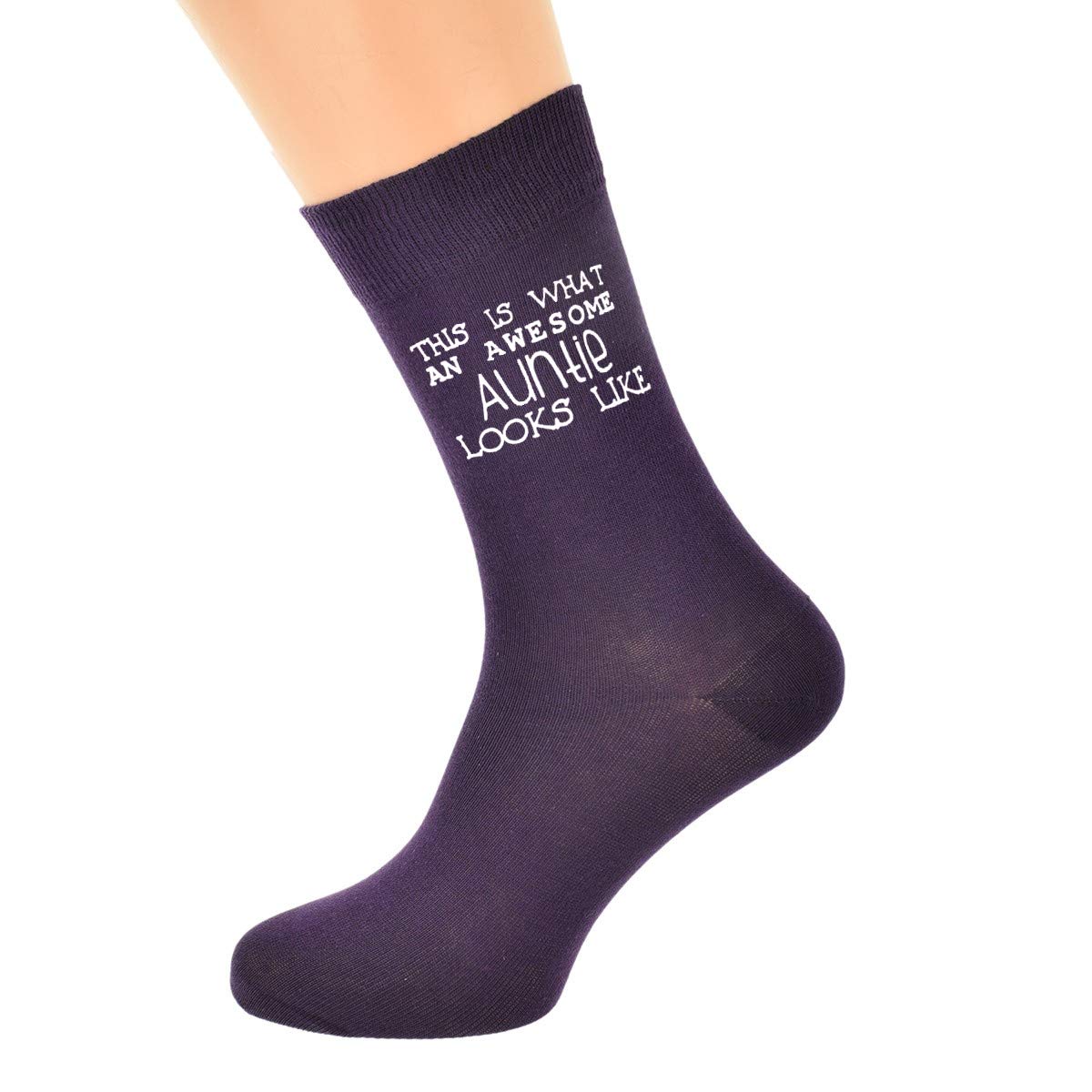 This is What an Awesome Auntie Looks Like Printed on Ladies DEEP PURPLE Socks