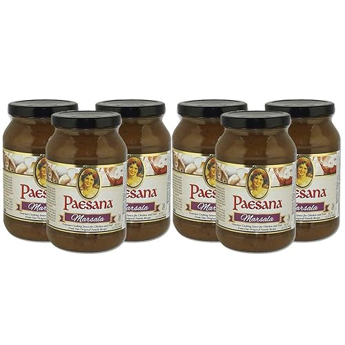 Paesana Marsala Gourmet - Salsa para cocinar a fuego lento hecha con vino Marsala. Ideal con pollo o ternera. Kosher Parve. Tarro de 15.75 onzas -