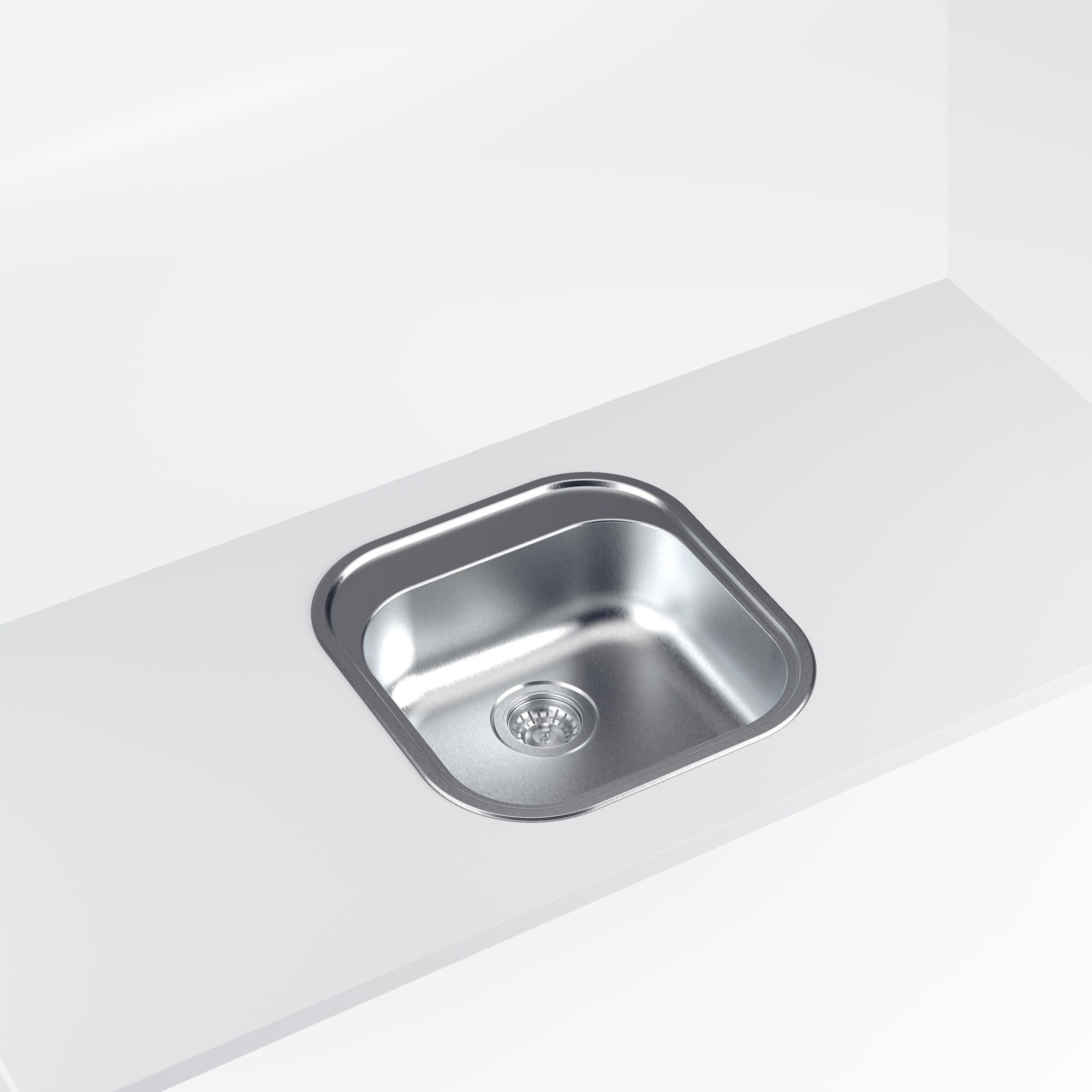 Cata Fregadero Cocina Sobre Encimera CS-1, 1 Cubeta Cuadrada 46,5x48,5 cm, Profundidad 16,5cm, Grosor 0,8mm, Fonoabsorbente, Acero Inoxidable AISI, Accesorios Incluidos, Color Gris