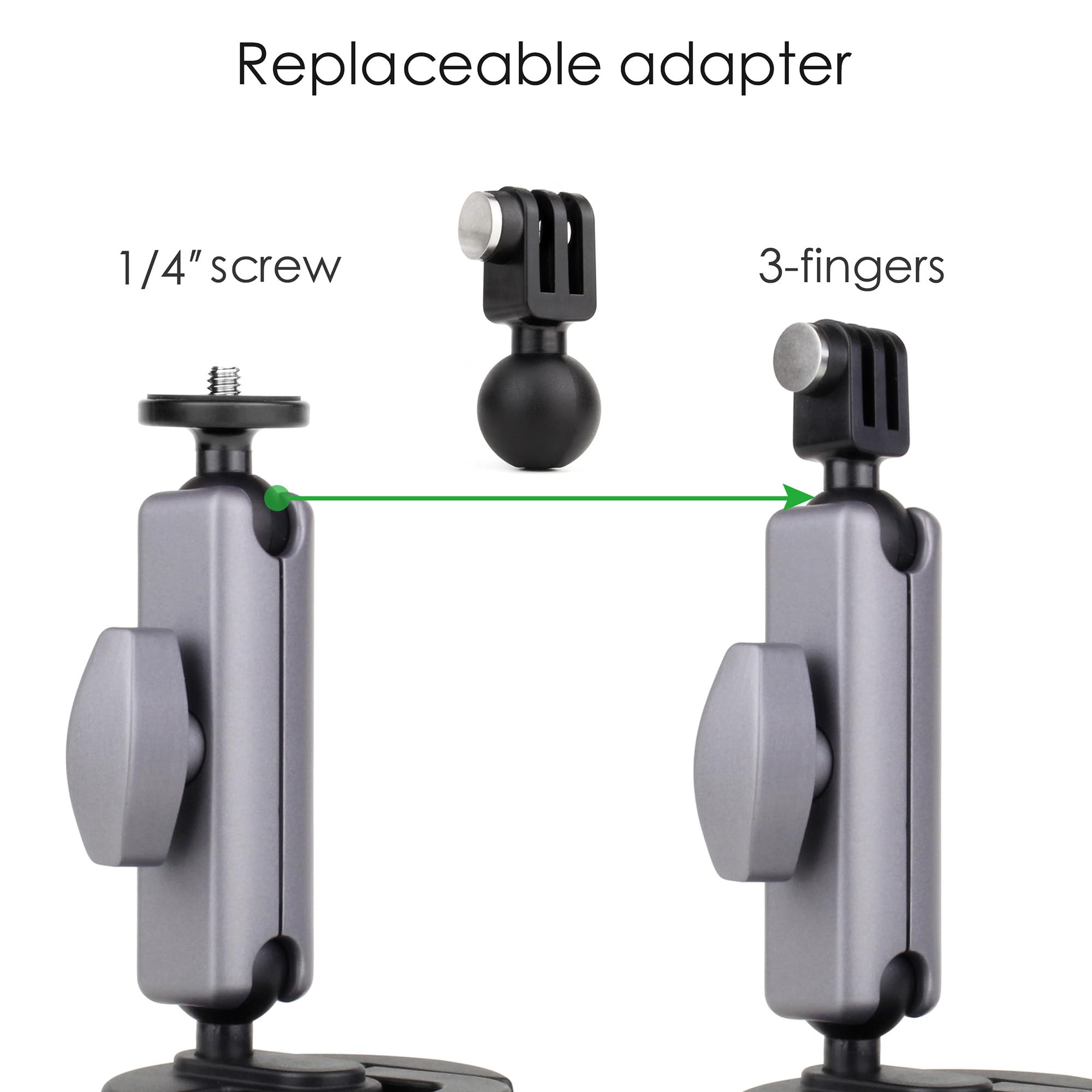 YALLSAME 360° Rotation Suction Cup Camera Mount with 1/4'' Ball Head&Phone Holder on Car Windshield Dash for Vlogging/GPS - Image 3