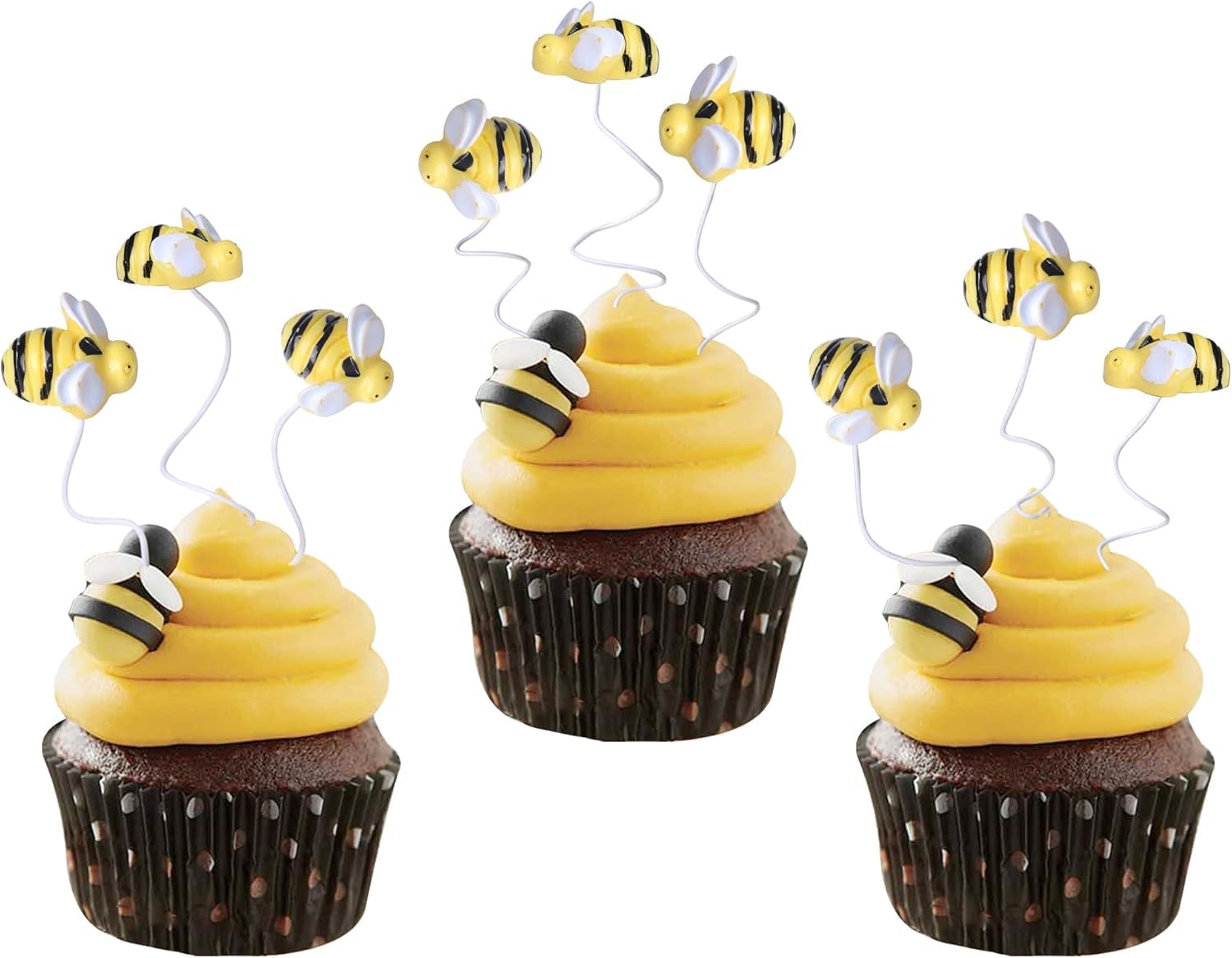 Xsstarmi 30 PCS Bumble Bee Cupcake Toppers Little Figurine Bee Cupcake Picks Oh Babee Cake Decorations for Bee Theme Baby Shower Birthday Party Decoration Supplies