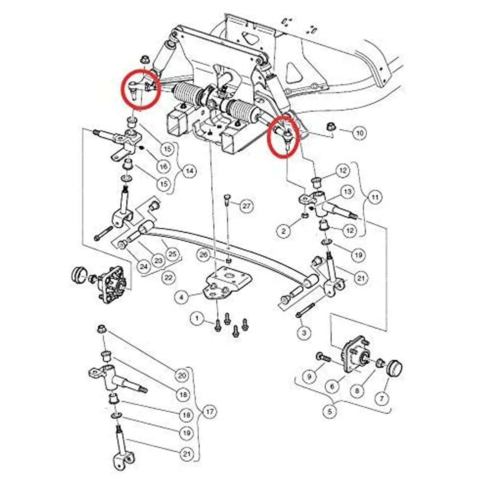 Kit D'embouts de Biellette de Direction Club Car, 2 Pièces Kit de Rotule D'embout de Biellette de Direction en Métal Club Car 102022601 102288301 Remplacement pour Club Car Précédent 2004-UP
