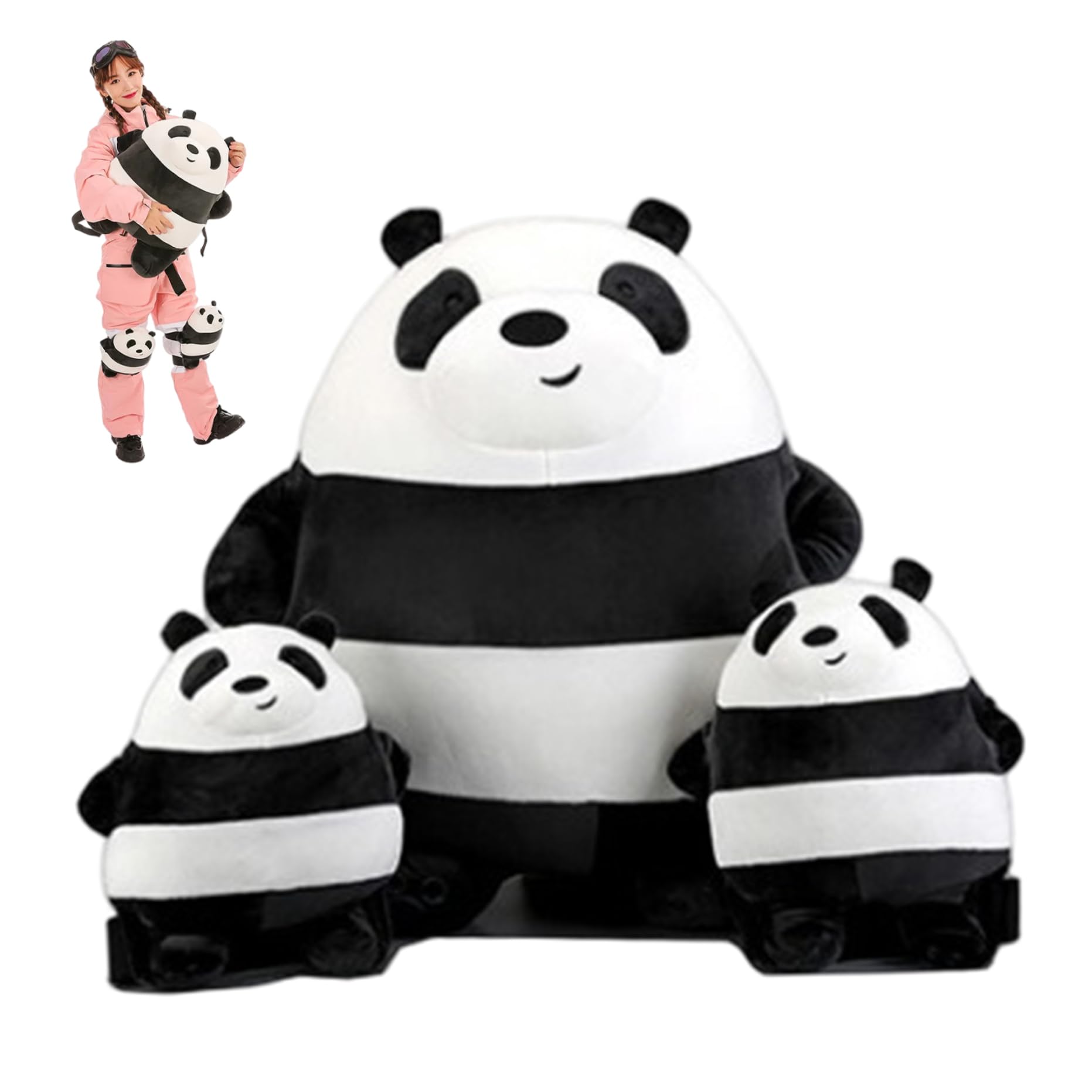 Snowboard Butt Pad 3 pièces/Ensemble Mignon 3D Panda Snowboard genouillères et Fesses Pad Doux rembourré équipement de Protection de Ski pour Adultes Enfants Scooters Patinage