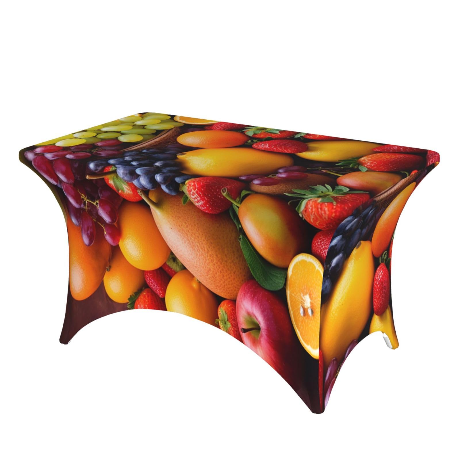 LKTPSKQRY 4ft Spandex Table Cloth For Rectangle Tables, Wrinkle Resistant Stretch Tablecloths Protector Fresh Fruits Washable Patio Table Cover For Wedding, Party, Banquet, Picnic