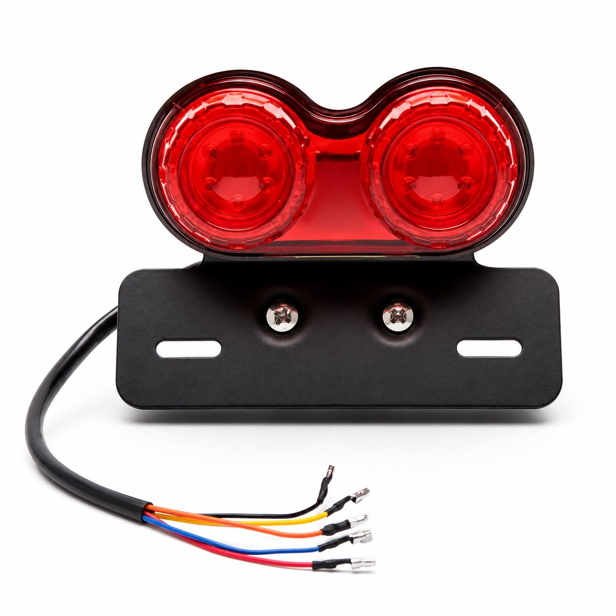 MIKANIX Universal Motorcycle Led Tail Light with Number Plate Bracket | Retro Dual Round Rear Brake Stop Lamp & Indicator for Cafe Racer, Bobber & Custom Bikes-image-41