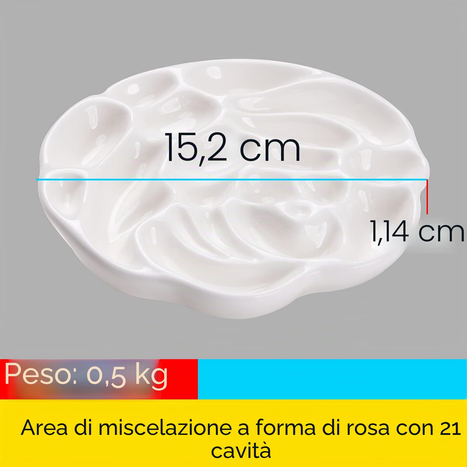 MEEDEN Artist Paint palette rose progettato vassoio, White, 6inch, Porcelain paint palette