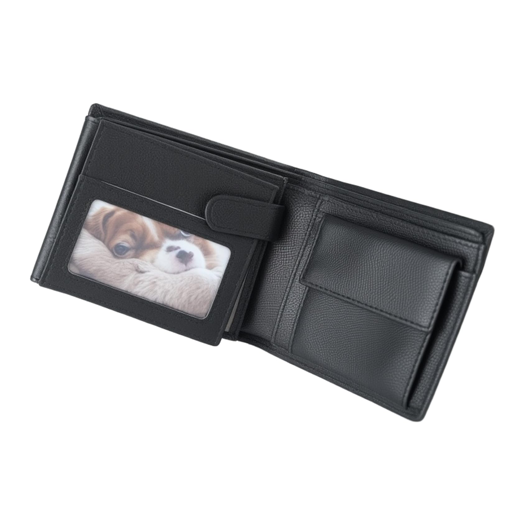 LovinPet Thin Wallet for Men 4 Photo Holders 3 Card Slots and Coin Pocket Compact Leather Card Holder