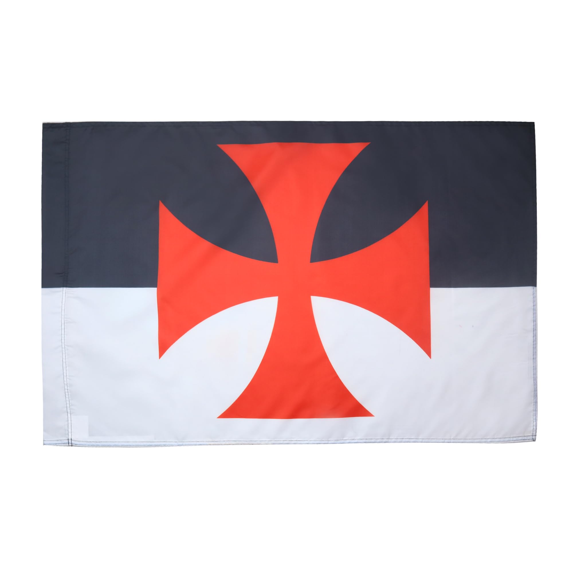 Drapeau Templiers Baussant en Polyester 100D avec Fourreau, 90cm x 60cm