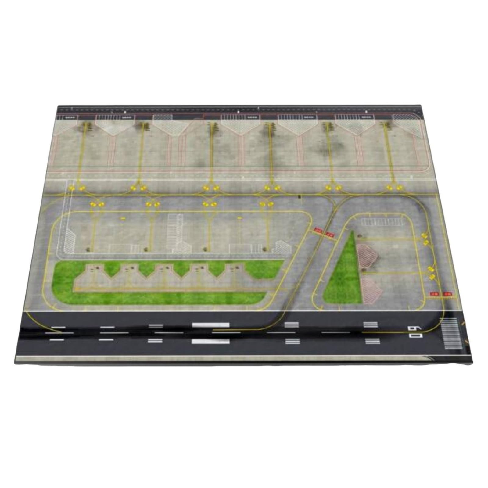 harayaa Supporto Base Aeroporto in Legno con Layout di Pista E Segnaletica Orizzontale Stampata E Aree Verdi Curate per Diorama di Modellismo E Esposizione su Scrivania Adatta per Attività Ricreative