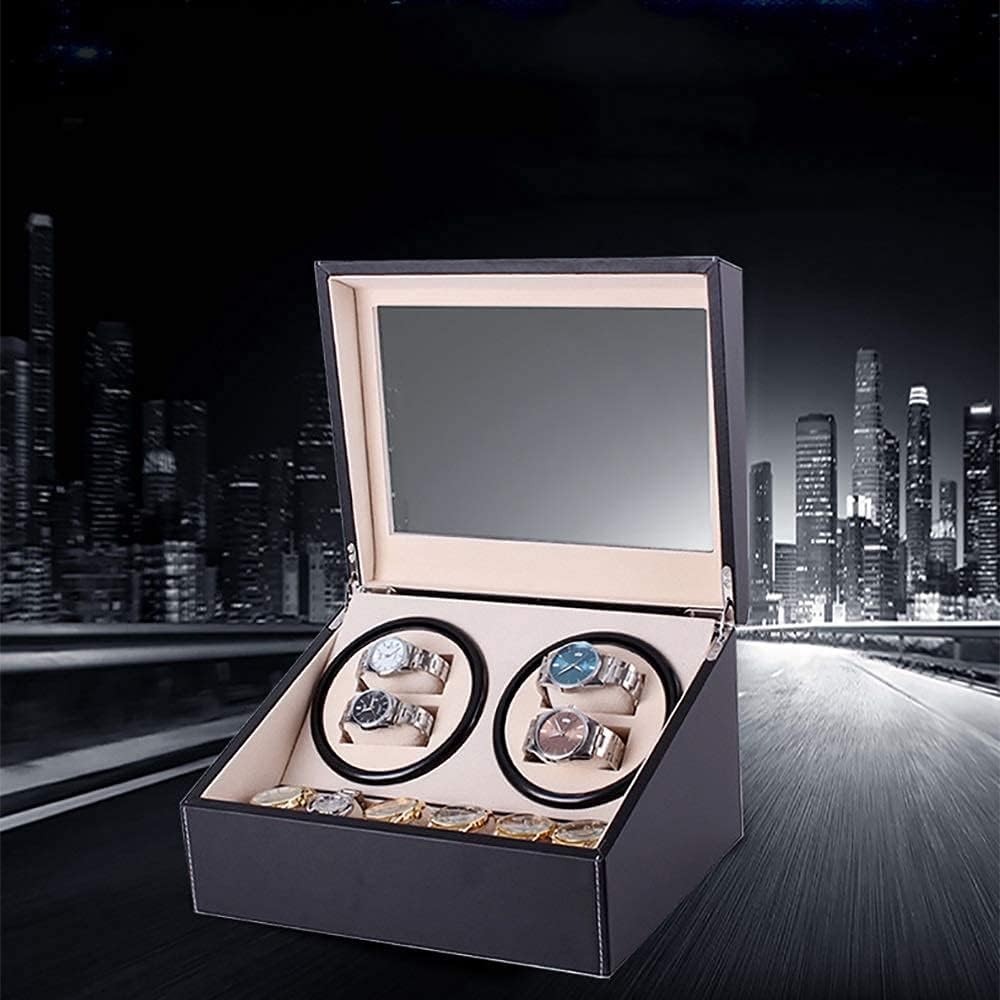 FENOKD Automatic Watch Winder,Box, Can Accommodate 4 Watches, Ultra-Quiet Anti-Magnetic Motor, Soft and Elastic Pillow, Size 30
