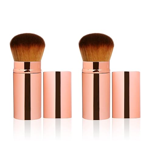 UNIMEIX Brochas de maquillaje retráctiles Kabuki Brush para maquillaje líquido crema y polvo impecable parte superior redonda