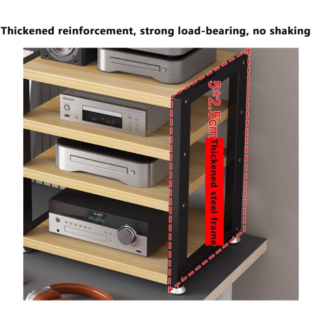 AV-MA - Supporto a 4 ripiani, in legno di noce, supporto per cuffie HiFi, amplificatore e lettore CD, soluzione di archiviazione compatta (L40 cm) per audiofili