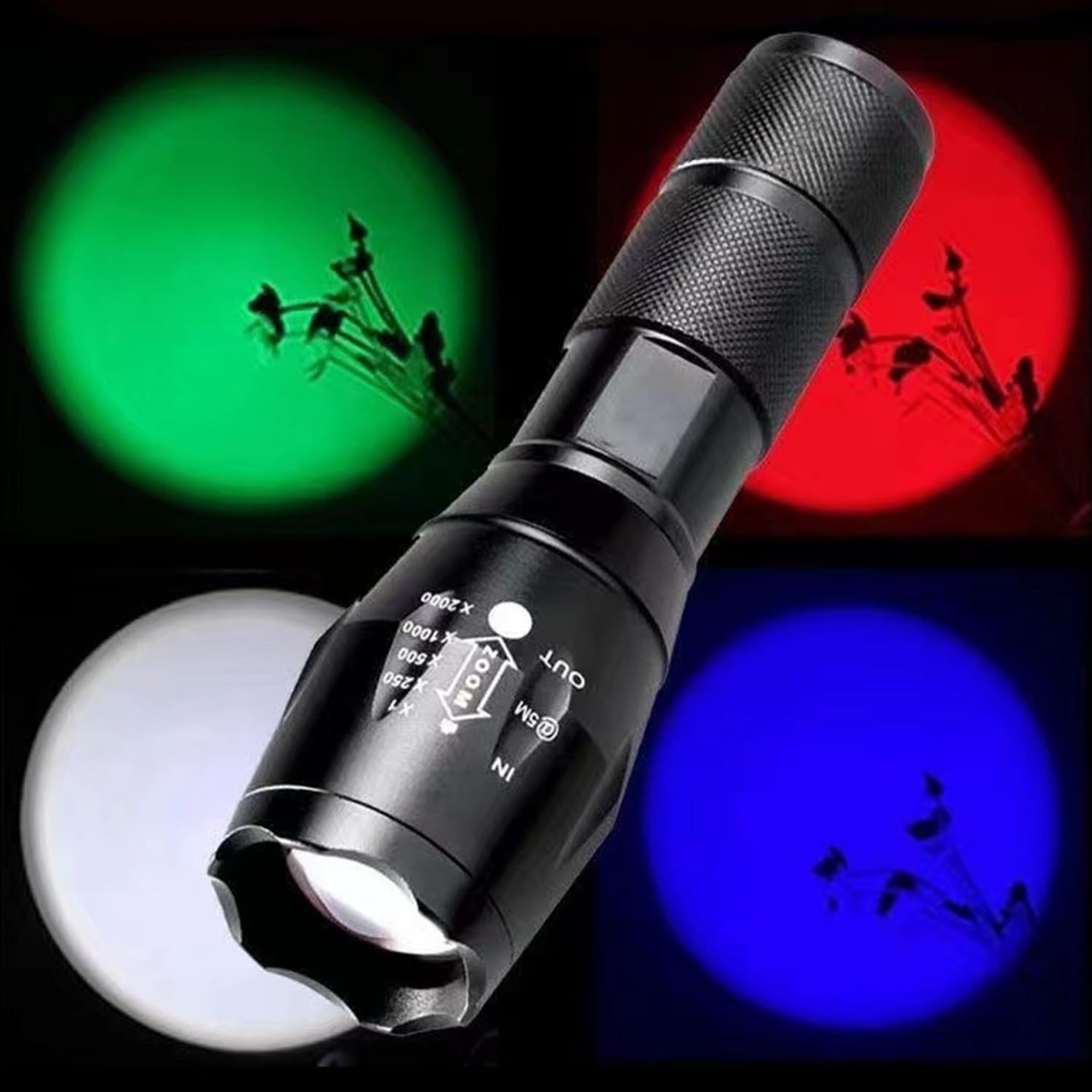 MODOAO 4 in 1 LED Torches Rechargeable Red, Green - Image 2