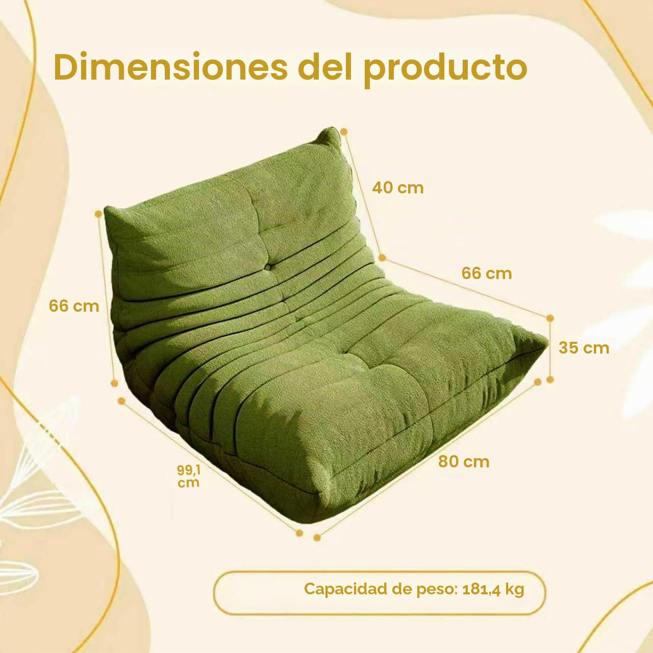 Togo Sillón Bajo, Puf, Sillón De Piso, Decorativo Sin Brazos, Gamuza Suave, Comprimible para Adultos, para Sala De Estar, Dormitorio, Oficina Y Salón