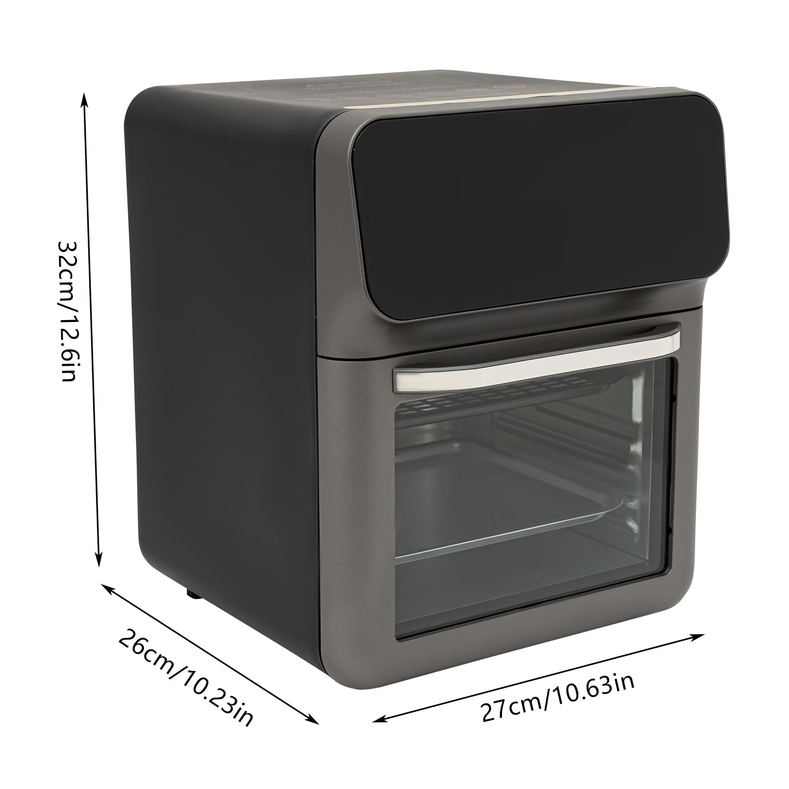 Mini horno de pizza de 13 litros con convección, horno 3 en 1, con 2 bandejas y 50 cajas para tartas, calor superior/inferior, 60 mintimer, guantes de horno, recetario, 1350 W, ideal para