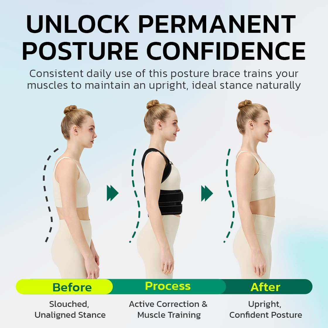 Back Brace Posture Corrector for Women - Under Clothes Upper Back view 2