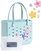 BAGSMART Beach Bag for Women: Water-Resistant Sandproof Rubber Tote, Durable EVA Vacation Essential for Pool, Cruise, Swim