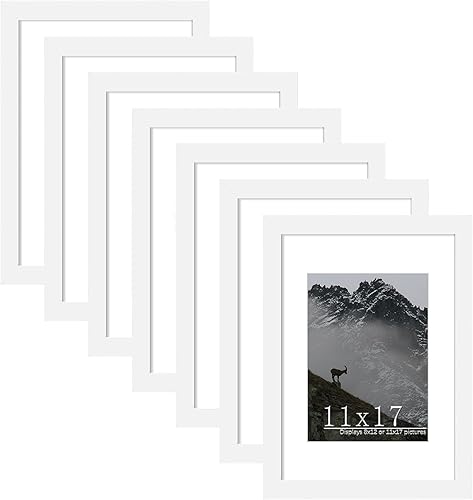 Vista 145 de Picrit Juego de 7 portarretratos de 5 x 7 pulgadas, para exhibición de 5 x 7 con paspartú o de 4 x 6 sin paspartú, marcos de fotos para montaje