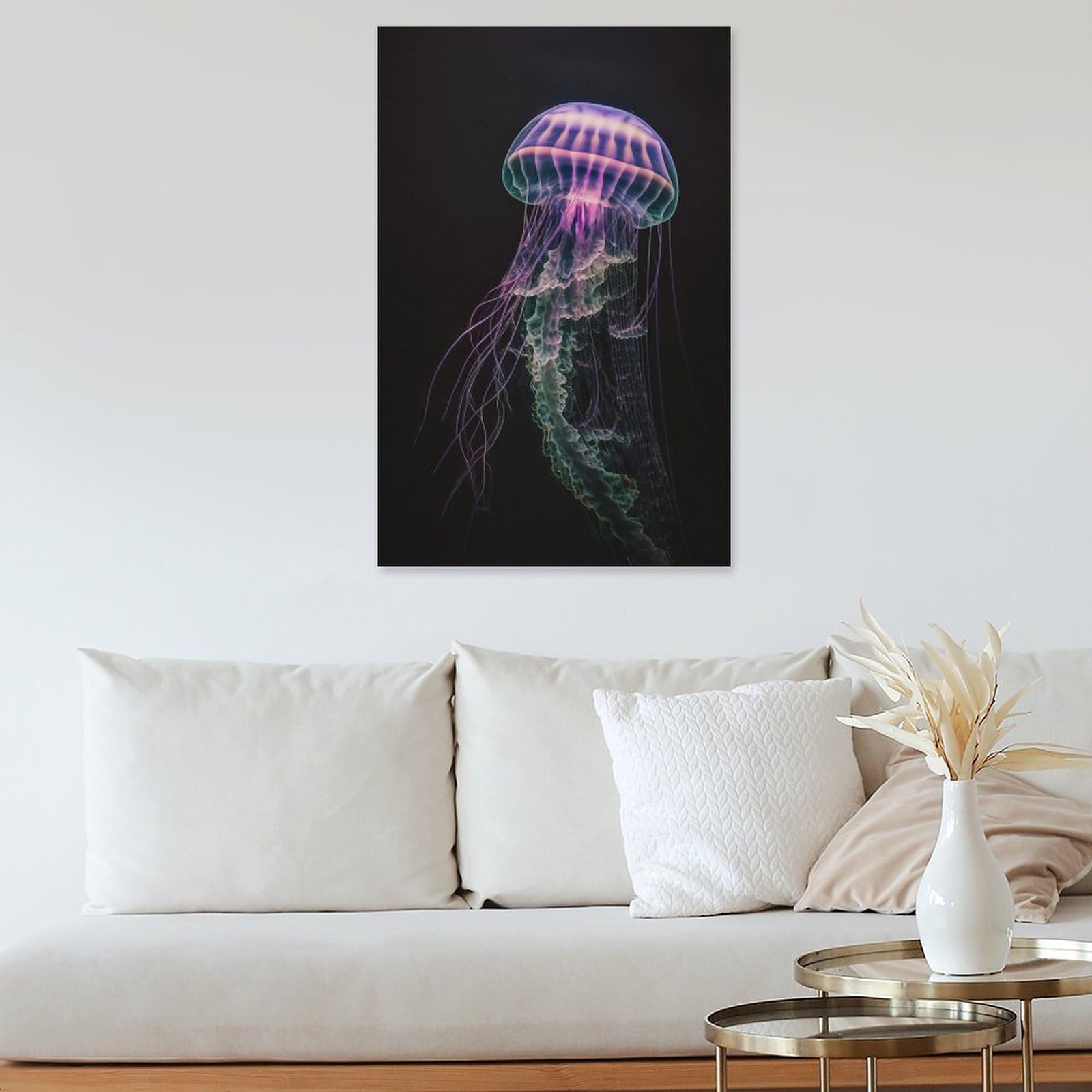 Amazon.co.jp: 絵画 暗い水の中を泳ぐクラゲインテリア 絵画