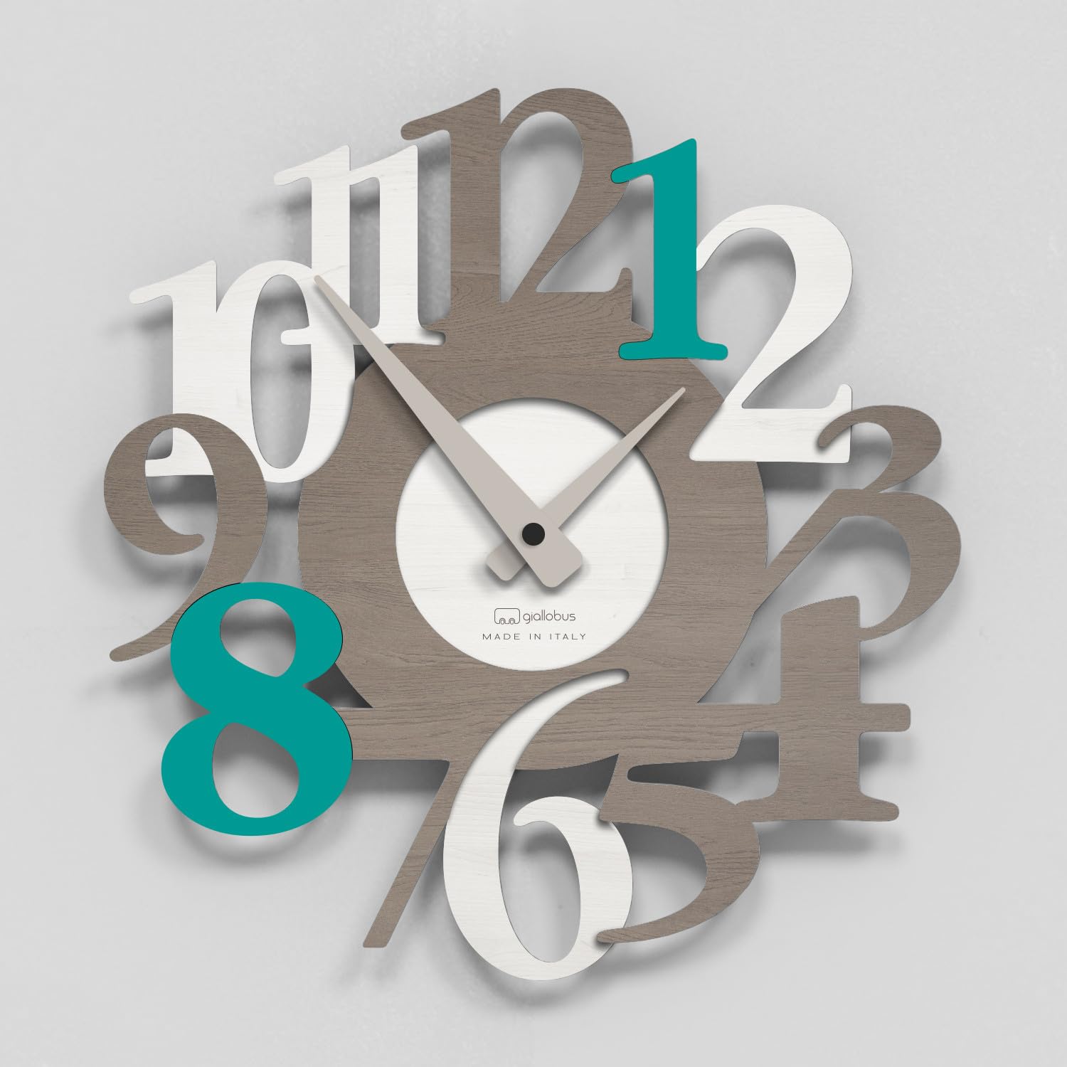 Giallobus - Orologio Bilay - Carved - Legno Mdf - Premium 60x60cm - 11 - Boat - Artigianale Made in Italy - Silenzioso - Idea regalo - Moderni doppio livello