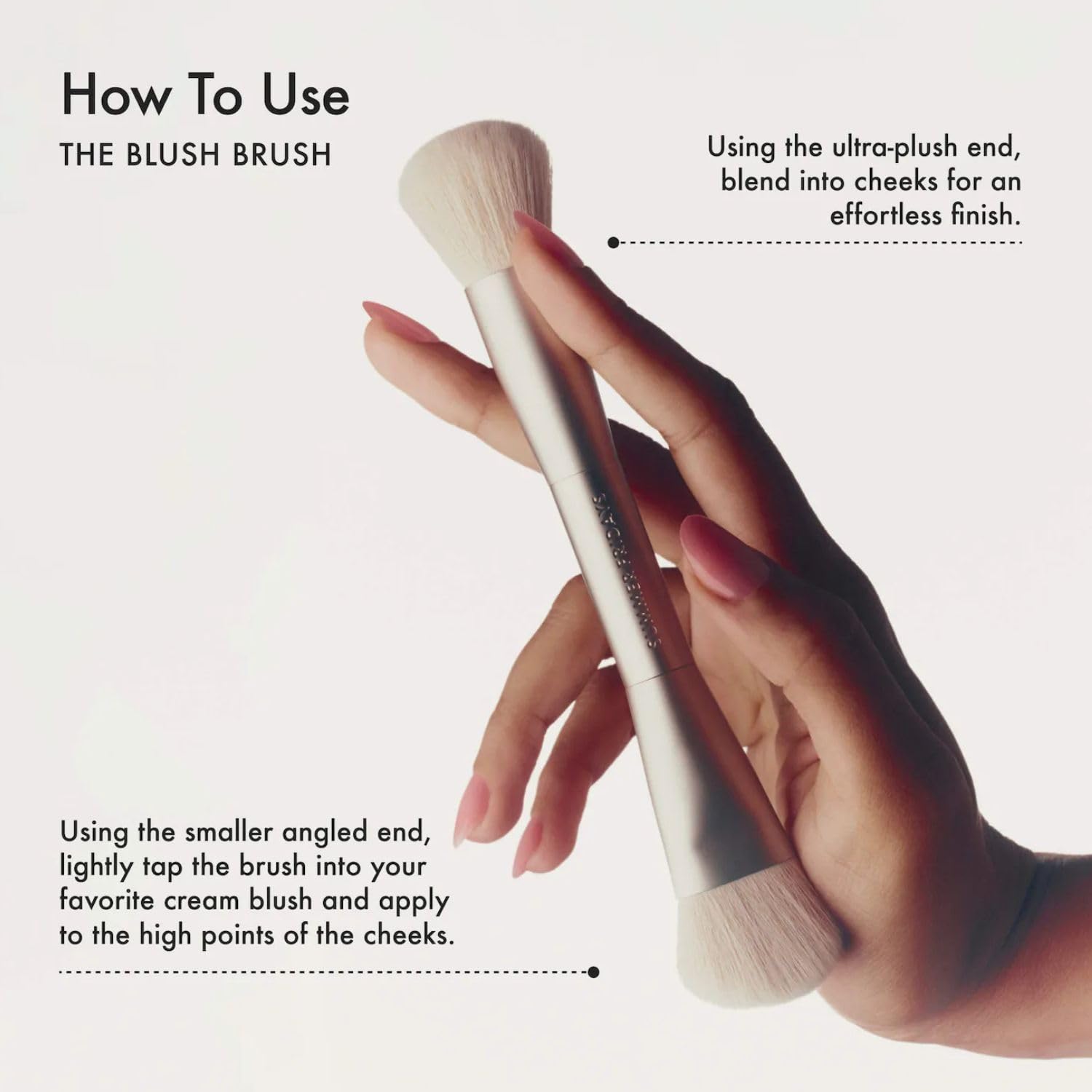 Summer Fridays The Blush Brush - Dual Ended Makeup Brush for Cream Blush with an Ergonomic Handle + Ultra Plush Blending Bristles - Blends Cream Makeup Formulas for a Natural Finish (1 Count)