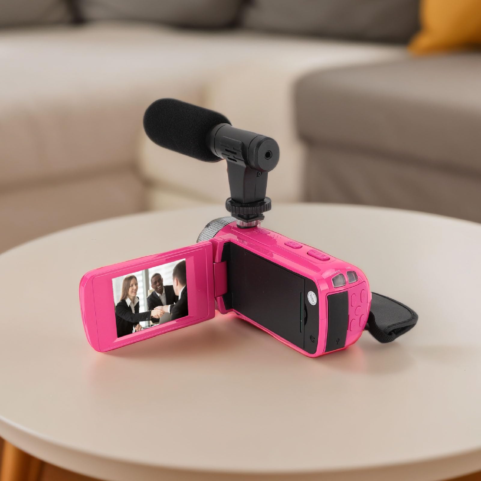 Kamera Wideo, Cyfrowy Aparat do Nagrywania Ekranu, Full HD 1080P 15FPS 16MP 2,4 Cala, Obrót o 270 Stopni LCD, 16-krotny Zoom Cyfrowy Kamera z Mikrofonem i Akumulatorem 1020 MAh