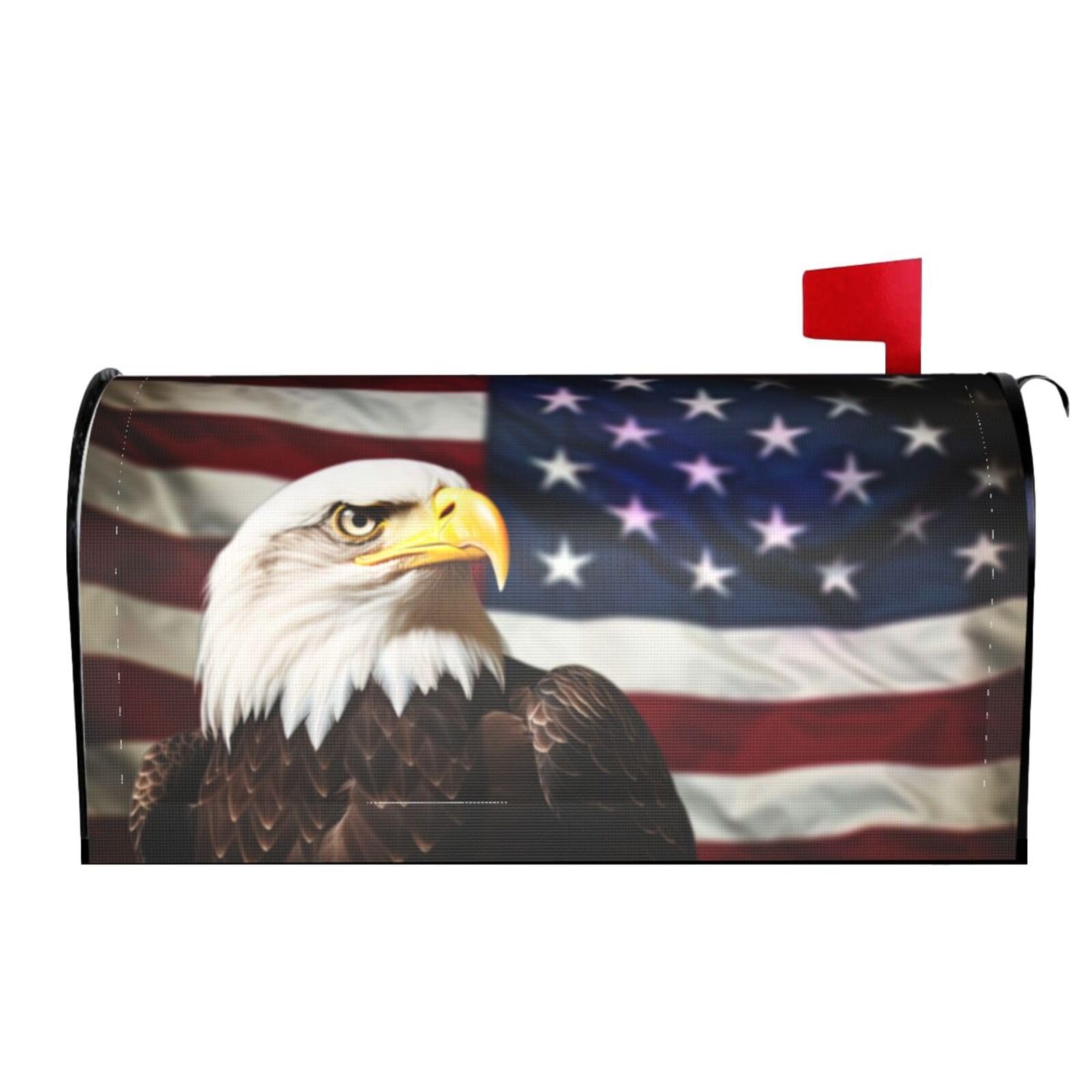 Bald Bird with American Flag 01 Mailbox Covers Magnetic Wraps Post Letter Box Cover Garden Home Decor