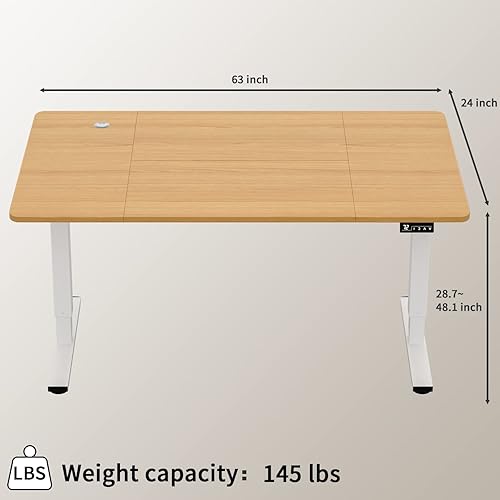 Miniatura 88 de Furmax - Escritorio eléctrico de altura ajustable de pie grande de 63 x 24 pulgadas, escritorio de pie para oficina en casa, alturas prestablecidas