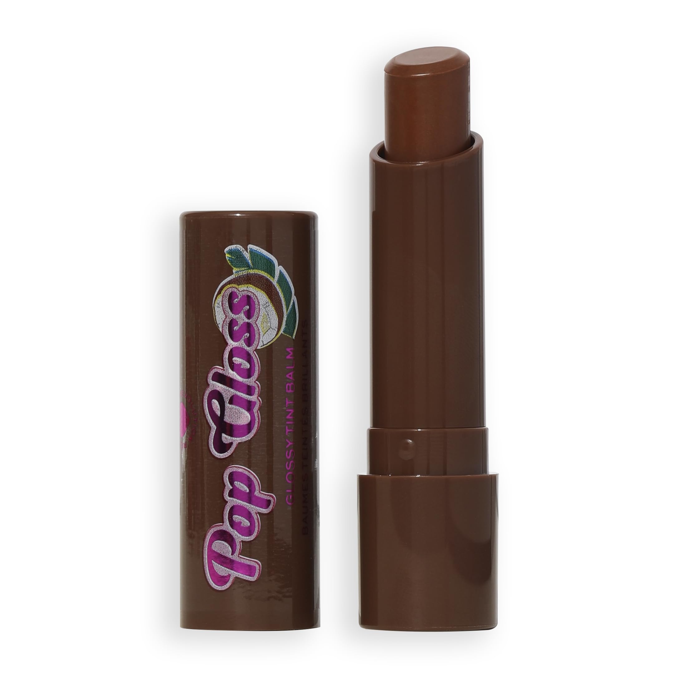 I Heart Revolution Pop Gloss Balm, Hydrating Lip Balm With Glossy Finish & Hint Of Colour, Vegan & Cruelty-Free, Coconut Brown
