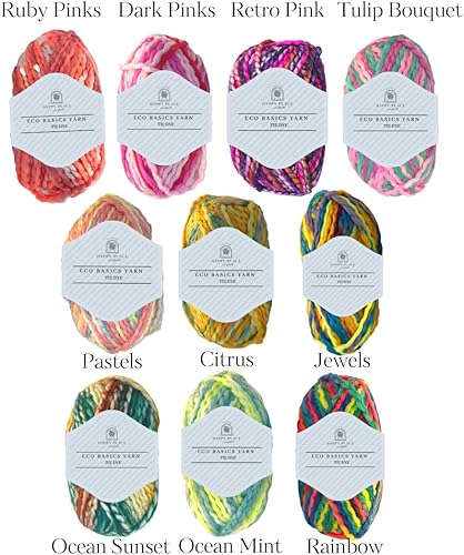 Miniatura 8 de Eco Basics - Ovillo de hilo grueso para tejer y tejer ganchillo, acrílico reciclado, ecológico, hilo grueso gigante, arcoíris, jumbo, total de 10.5