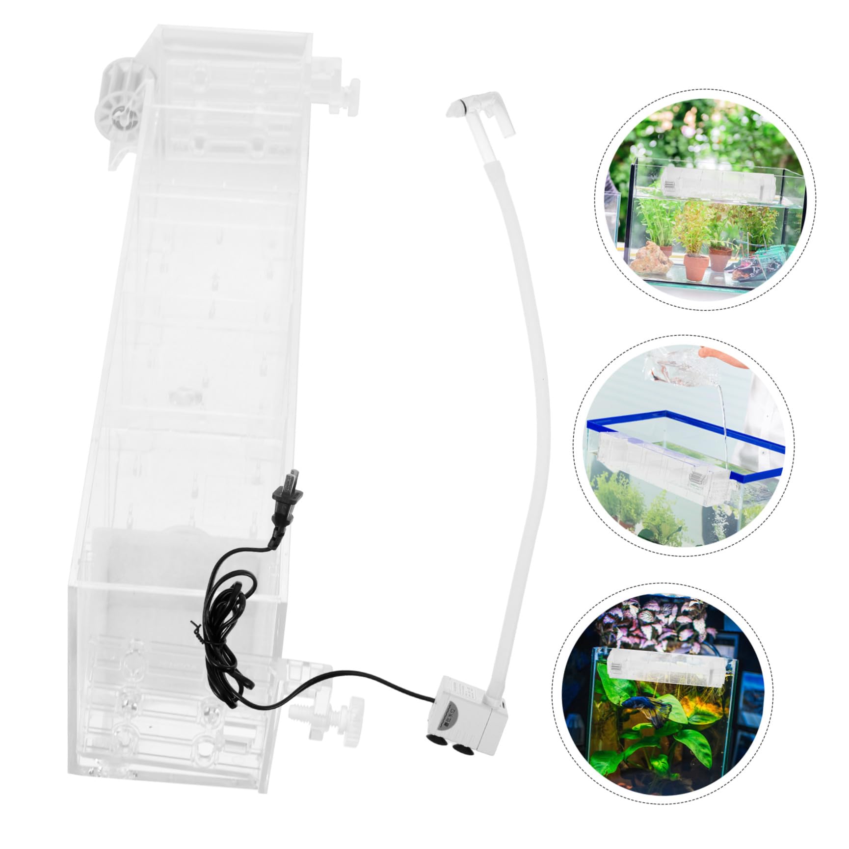 Multifunktionale Aquarium Filterbox aus Acryl mit Klarer Optik und Glatten Linien Inklusive Pumpe für Fischbecken zur Sauerstoffversorgung
