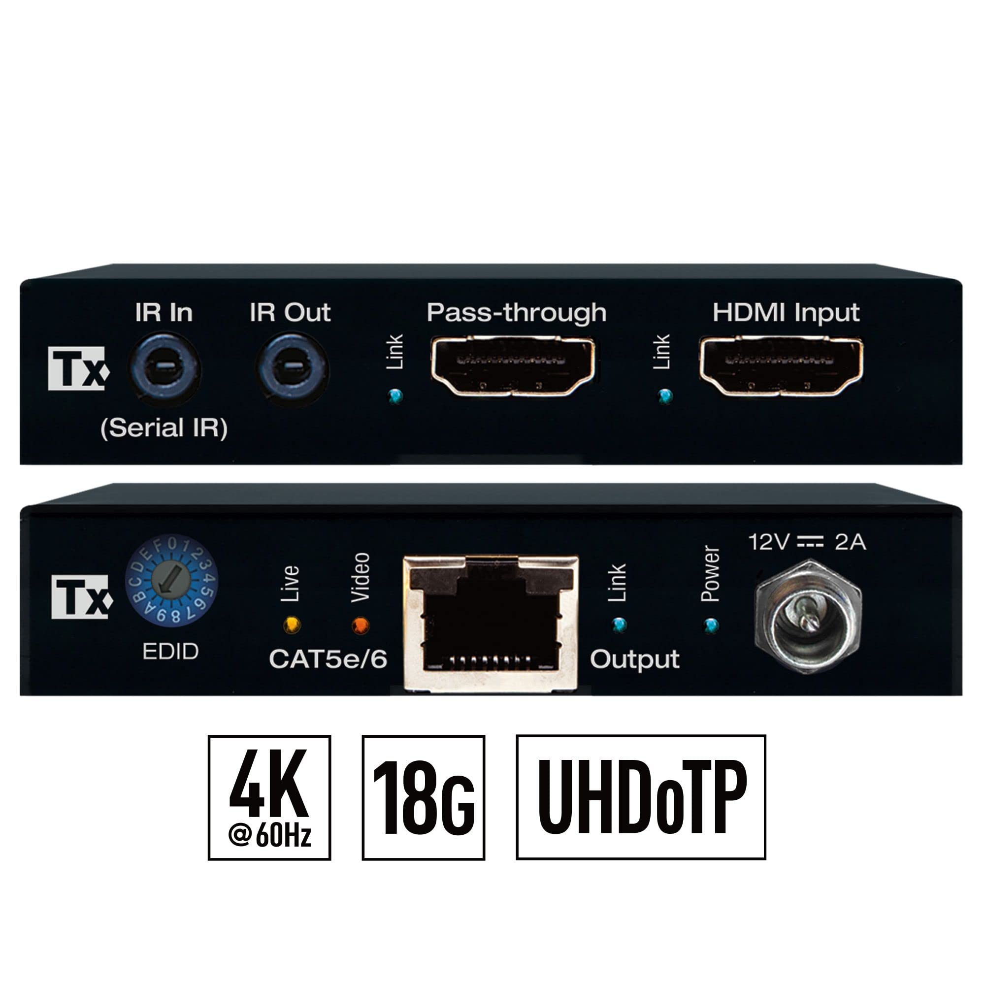 KD-EX18G - Kit de transmisor y receptor HDMI 4K HDR con conversión descendente de 4K a 1080p
