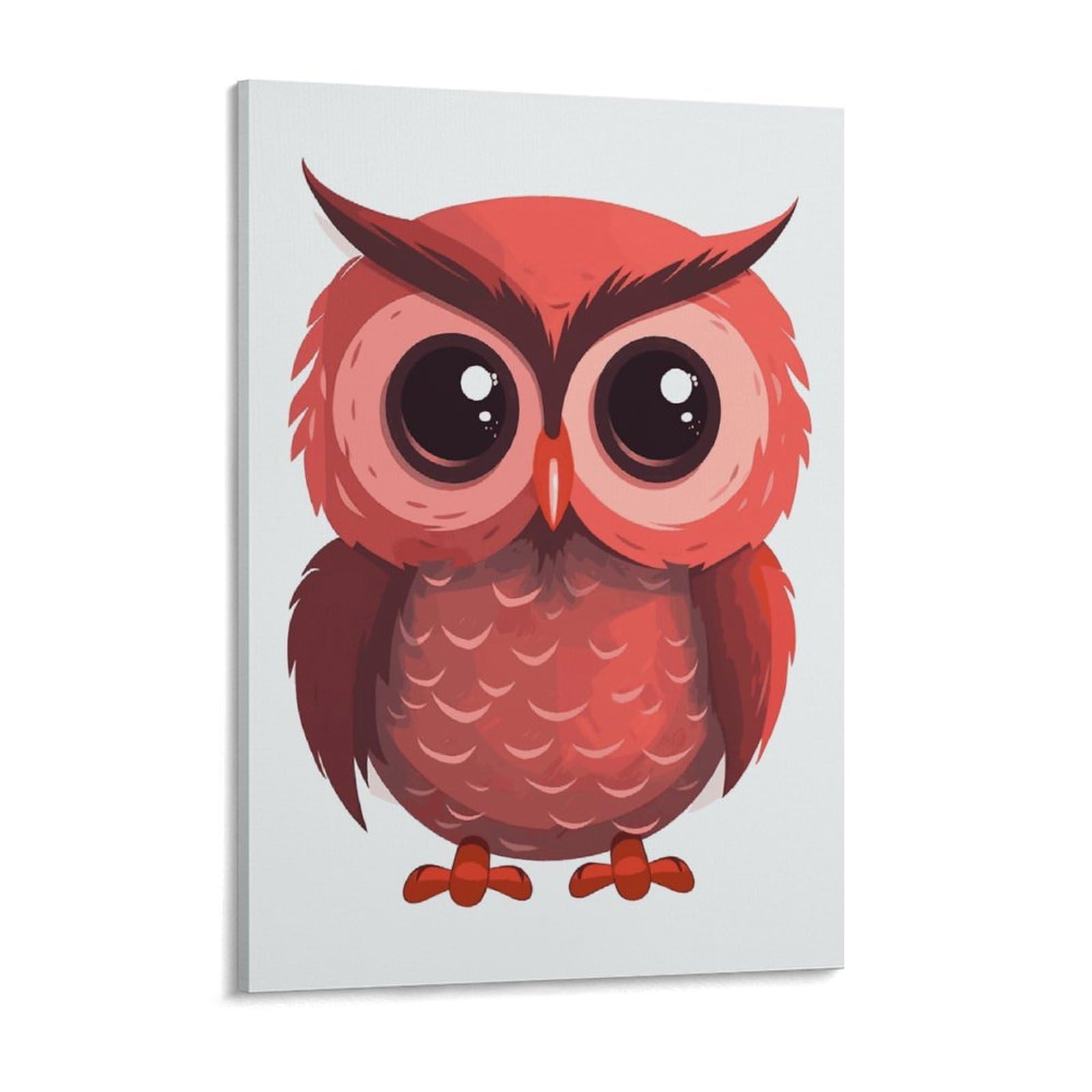 NTVOWPZO Cute Red Owl Canvas Wall Art for Bedroom 18x24inch Canvas Prints Artwork for Walls Modern Picture Artwork Painting for Living Room Aesthetic Wall Paintings for Bathroom Kitchen Office Decor