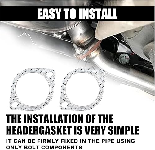 Miniatura 6 de 2 juntas de escape de automóvil, ultra sellado, 2 pernos y 3 pulgadas, junta de escape estándar, junta reforzada de alta temperatura, accesorios